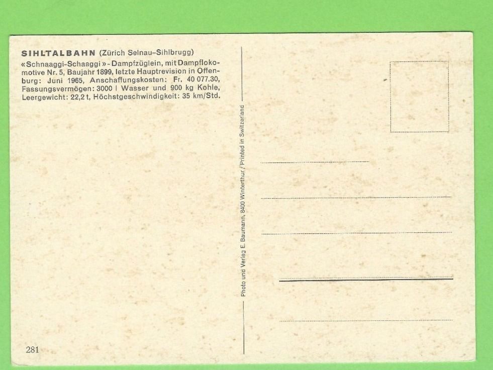 Cartoline postali: Sihltalbahn "Schnaaggi-Schaggi" – Nuovo (secondo la descrizione) da Zürich venduto da t24_de 1