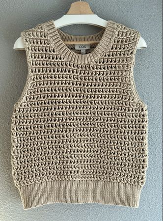 COS CHUNKY OPEN-KNIT BEIGE VEST SIZE M