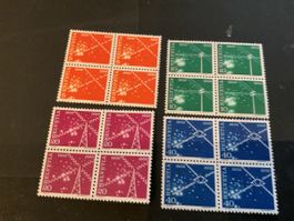 1952 100 JAHRE NACHRICHTENWESEN 4ER BLÖCKE EINWANDFREI 