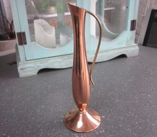 Mid Century Kupfer Vase mit Messing-Henkel