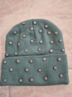 Strickmütze grün mit Edelweiss ? Nieten Damen Einheitsgrösse