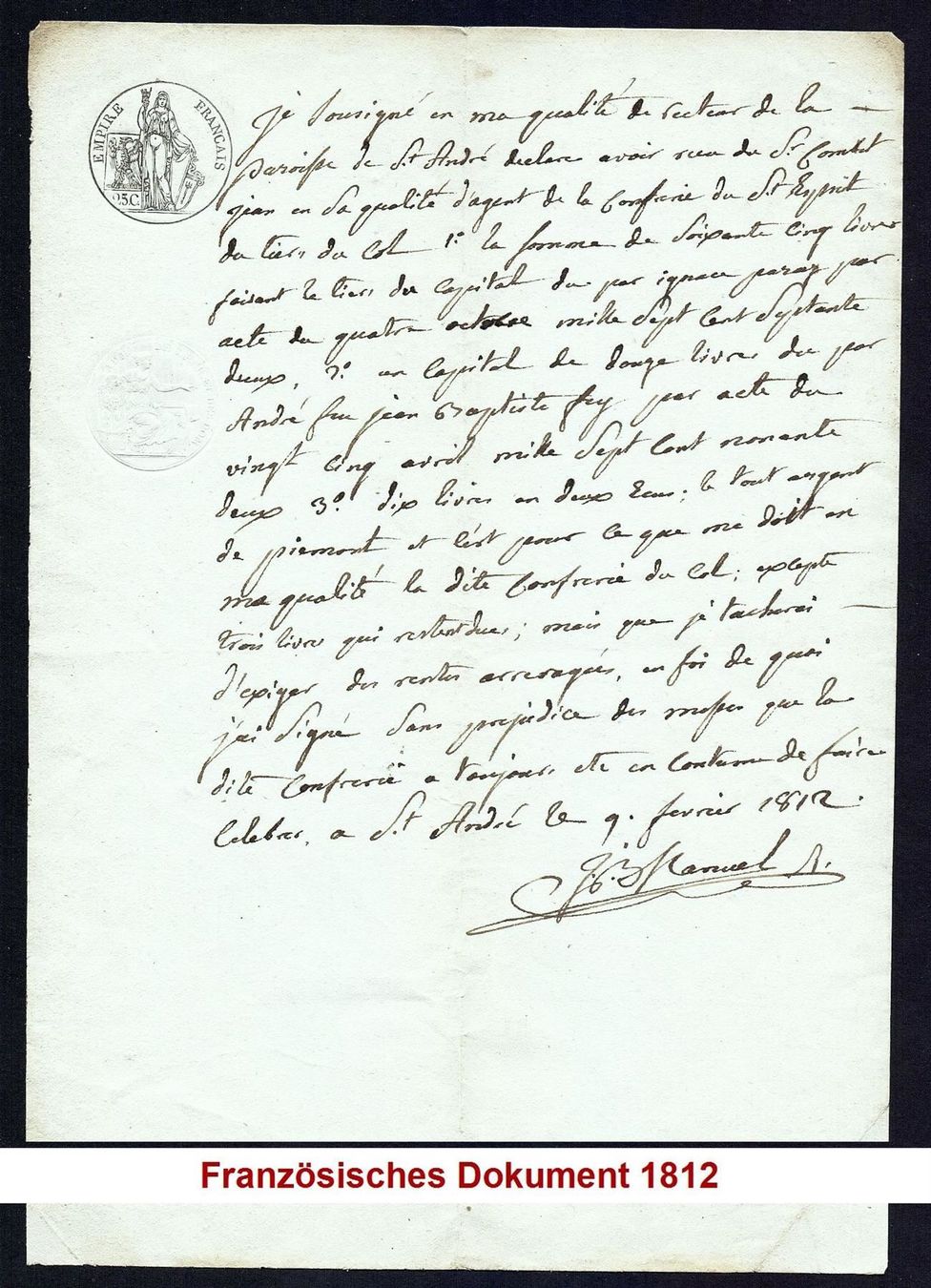 Documenti: Dokument Napoleonische Zeit 1812 – Usato da Flamatt venduto da samowarow