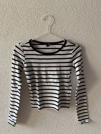Streifen Oberteil Schwarz Weiss