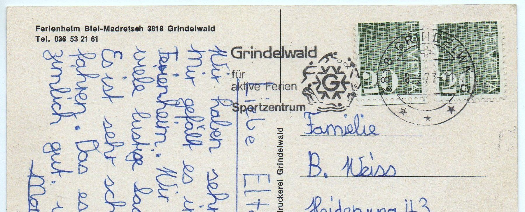 Cartes postales: GRINDELWALD Ferienheim Biel-Madretsch – D'occasion à Jona par philajona 1