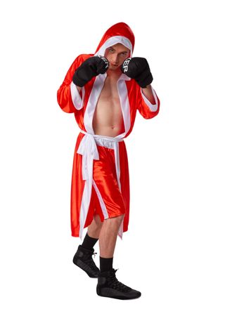 Herrenkostüm Boxer rot/weiß S