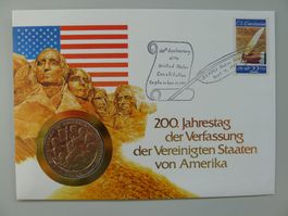 1987, Numisbrief "200 J. Amerikanische Verfassung" +Medaille