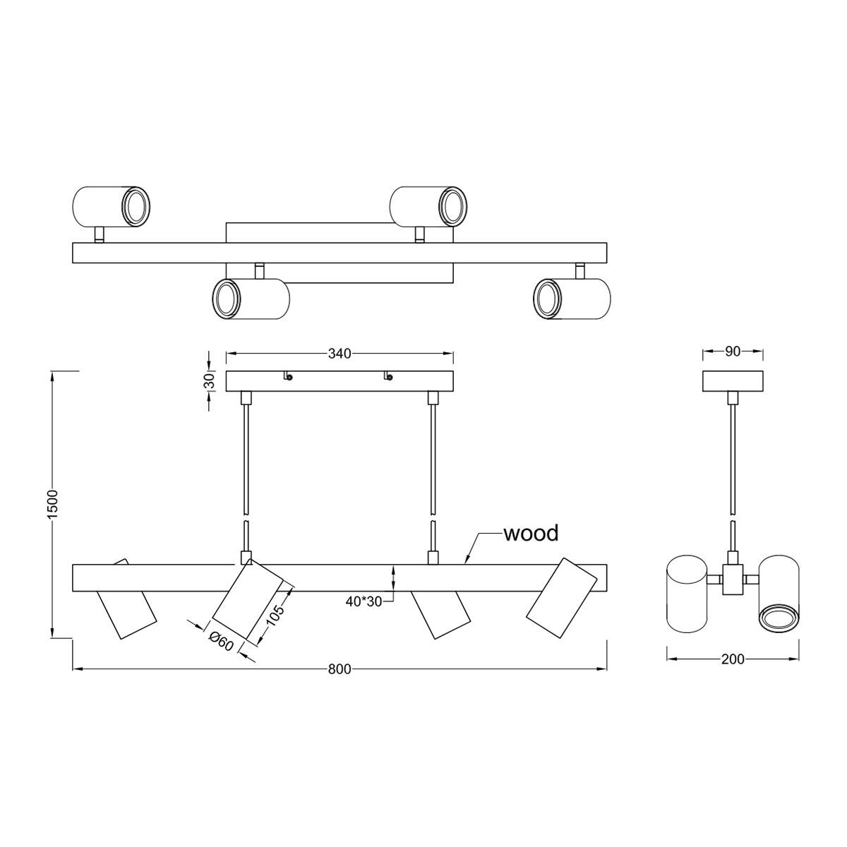 Lampadari & plafoniere: Pendelleuchte, 4 Spots,  80 cm x 20 cm – Nuovo (secondo la descrizione) da Kreuzlingen venduto da Smart-Light 9