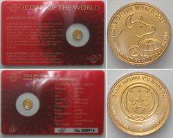 RUANDA 10 Francs 2021 Lunar JAHR DES OCHSEN Gold 1/200 oz