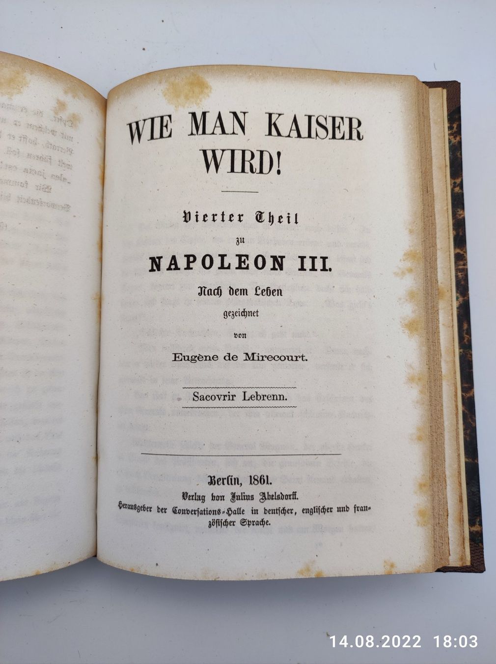 Livres: NAPOLEON III. - BERLIN, 1860. – D'occasion à Goldach par Gaip 1