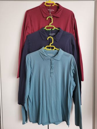 Naturaline Set 3 Herren Poloshirts, Gr. L - Langarm