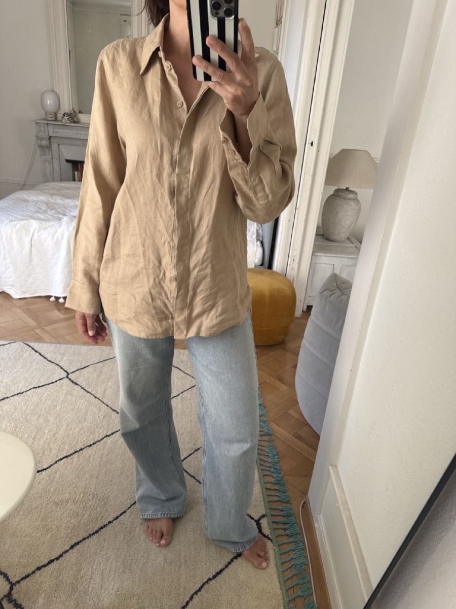 Cos Camicette: Chemise COS en lin beige, taille 38 – Usato da Genève venduto da Cicin