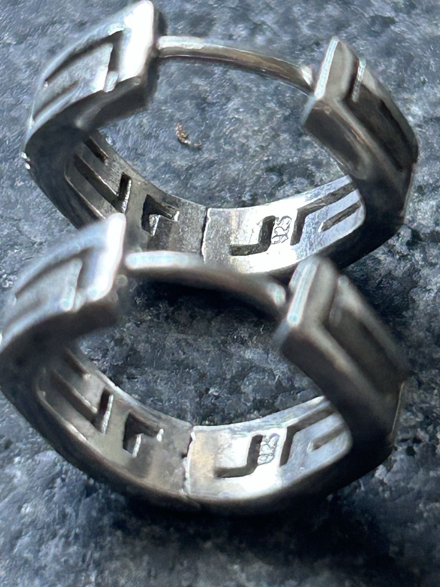 Ohrringe & -stecker: 925 Silber Klappcreolen mit geometrischem Design – Gebraucht aus Luterbach von Magnesium3 2