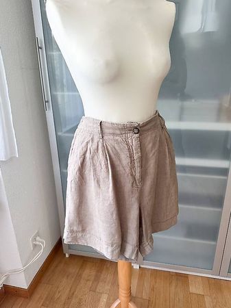 Leinen Shorts Damen Gr. XL High Waist beige