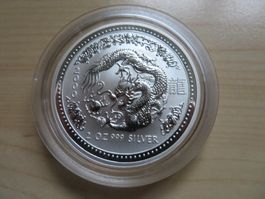Lunar I Münze Drache 2000 / 2 Unzen Silber