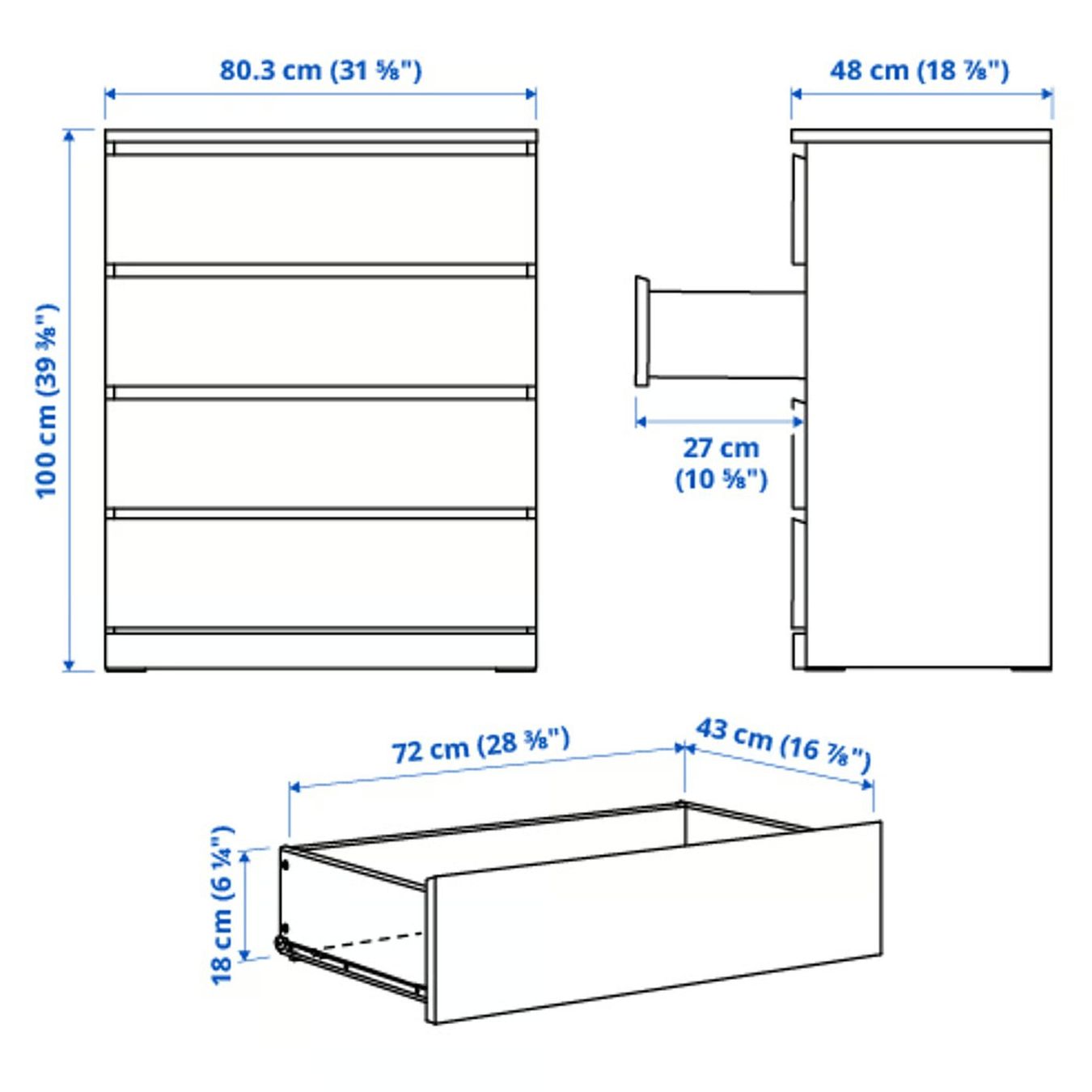 Ikea Cassettiere: IKEA MALM Cassettiera con 4 cassetti – Nuovo e nell'imballaggio originale da Grancia venduto da IKEA_Grancia 2
