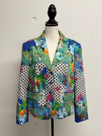 White Label bunter Blazer Gr. 44 blau weiss gemustert