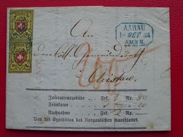 Erstklassiger Rayonbrief T.25+33 E-RO von AARAU mit PAAR