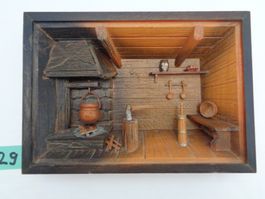 3 D Wandbild - Bauernstube aus Holz - Handarbeit - Vintage