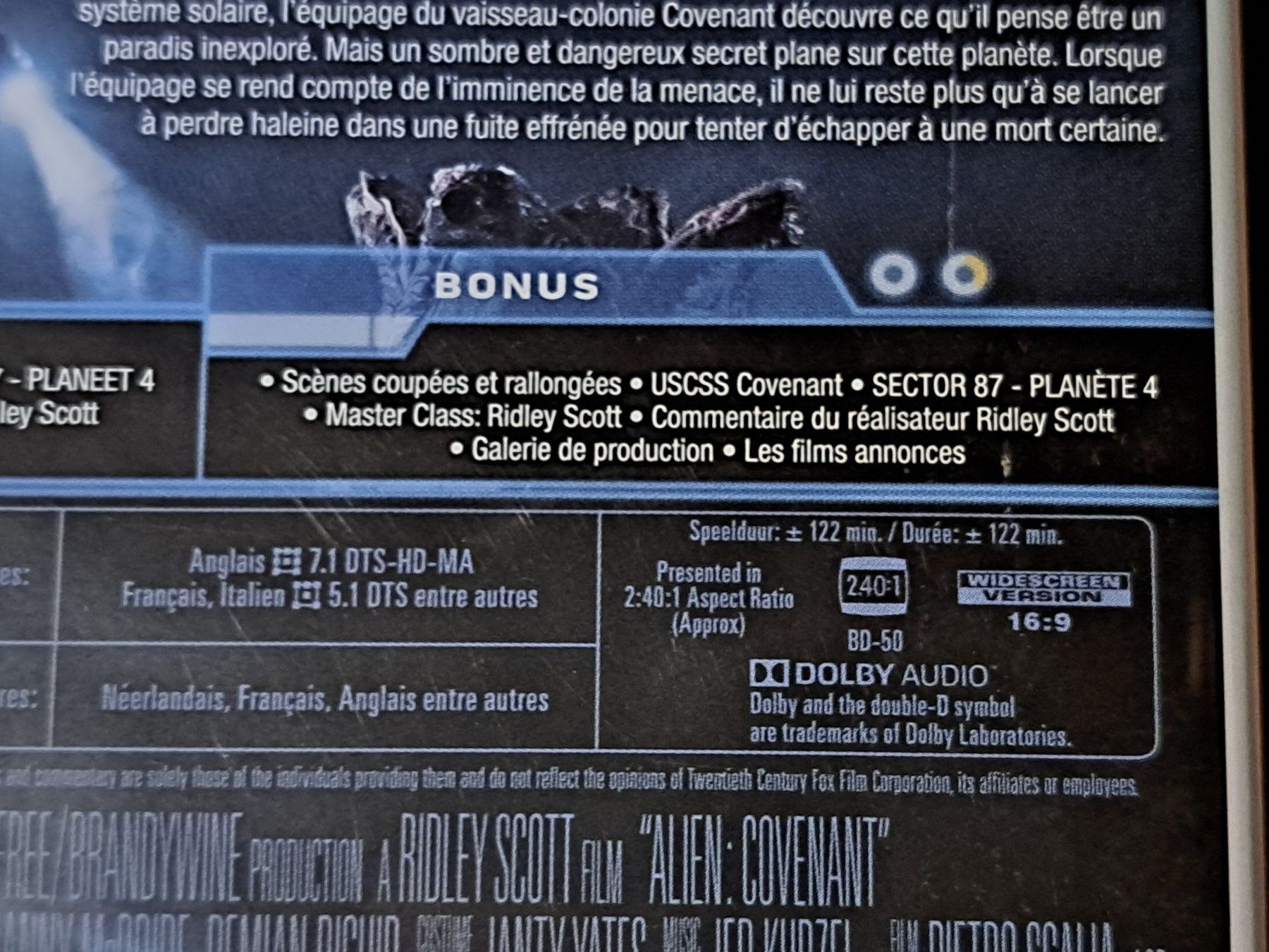 Tutti i DVDs: IMPORT Blu-Ray ALIEN COVENANT, Auch mit deutscher Sprache! – Nuovo e nell'imballaggio originale da Unterseen venduto da Kanica 3