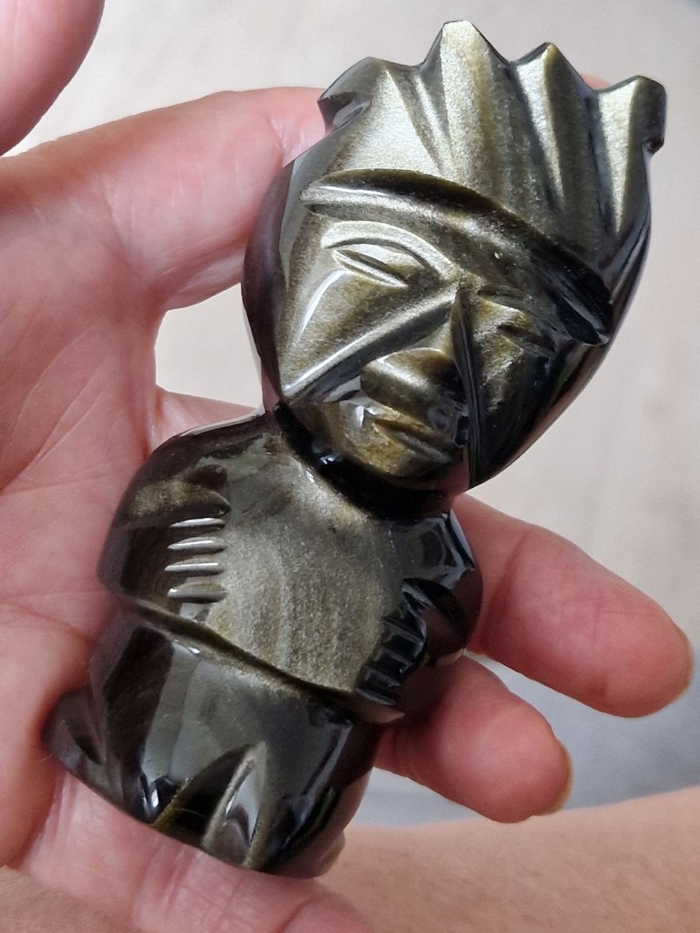 Statuette: obsidienne dorée azteque pierre de protection – Nuovo (secondo la descrizione) da SAXON venduto da Mariposita1428 3