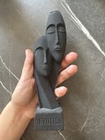Scultura due volti "Devotion" in resina nero 