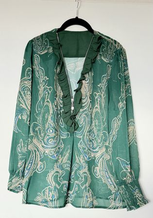 Bluse Damen grün gemustert - neu