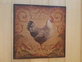 Wand- Bild Huhn Blech Shabby Chic Landhaus Deko 20x20