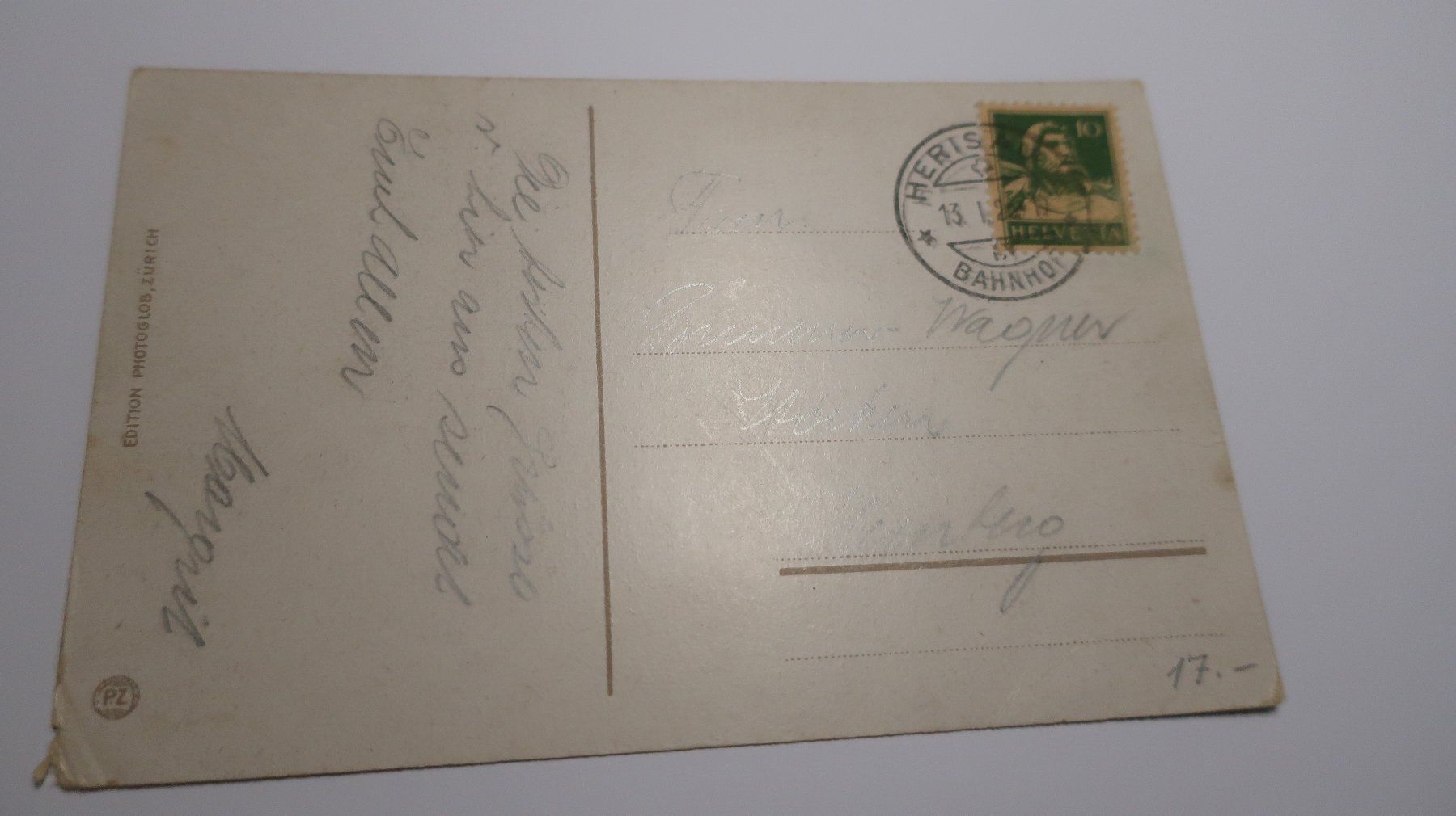 Ansichtskarten: Herisau mit Säntis N° 874  1925 – Defekt aus Cormoret von Pascalll2001 5