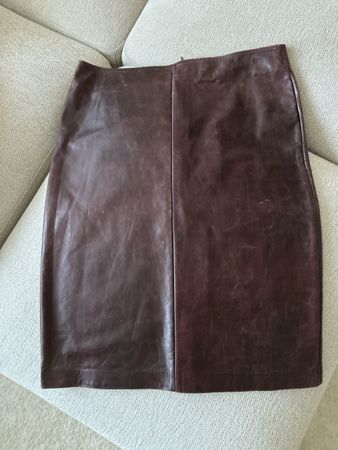 Distressed leather skirt