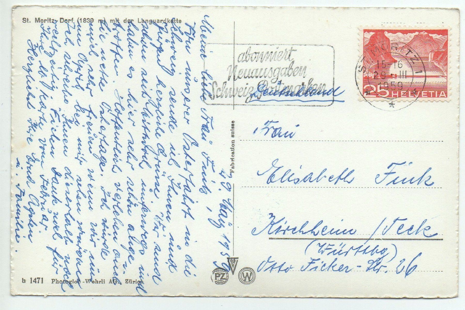 Cartes postales: ST. MORITZ-DORF mit der Languardkette – D'occasion à Jona par philajona 1
