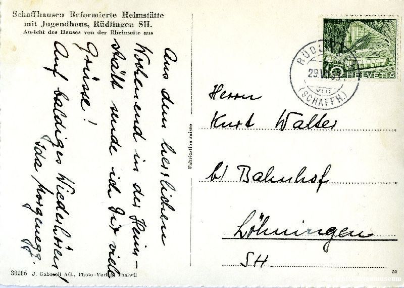 Cartoline postali: Rüdlingen - Heimstätte + 1953 – Usato da Emmenbrücke venduto da teestube 1