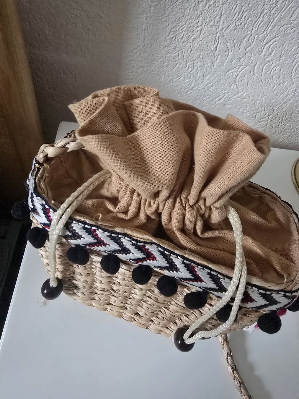 Taschen für Damen: Tasche Stroh mit Bommeln und Quasten – Gebraucht aus Thalwil von Nikkita2 2