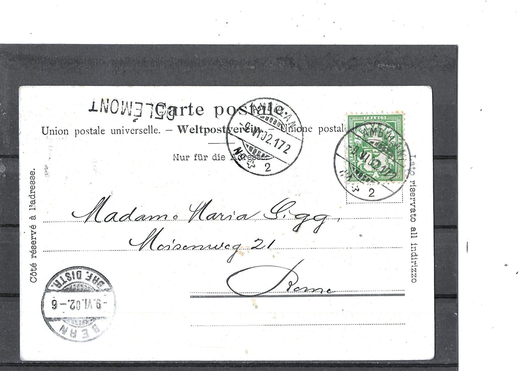 Cartoline postali: TI Ambri 1902 – Usato da Schocherswil venduto da Wilare 1