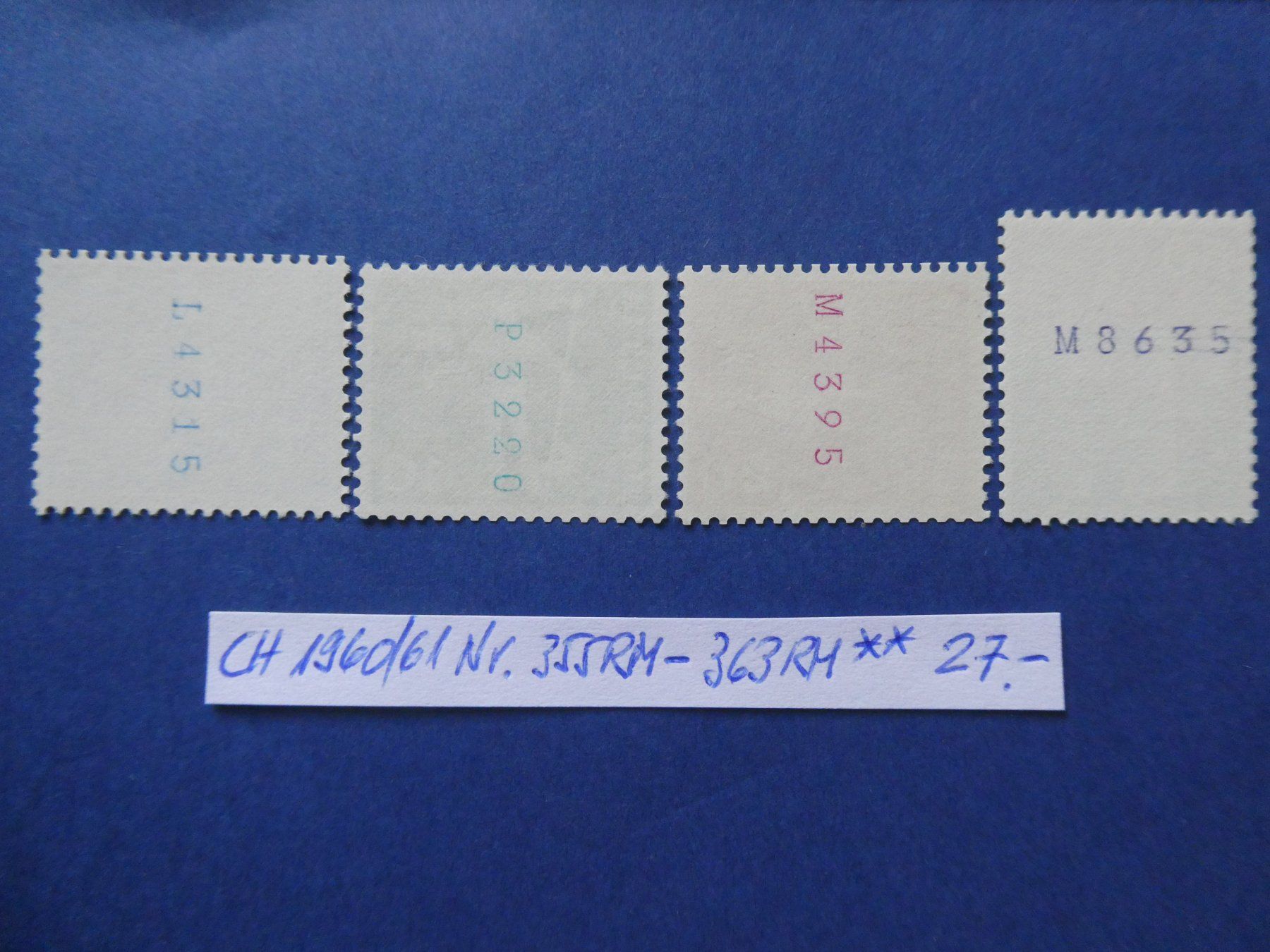 Tutti i francobolli: CH 1960/61 Nr. 355RM-363RM postfrisch ** – Usato da Lausen venduto da Herbamare01 1