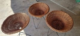 3x Korbtöpfe mit Metallgestell Vintage