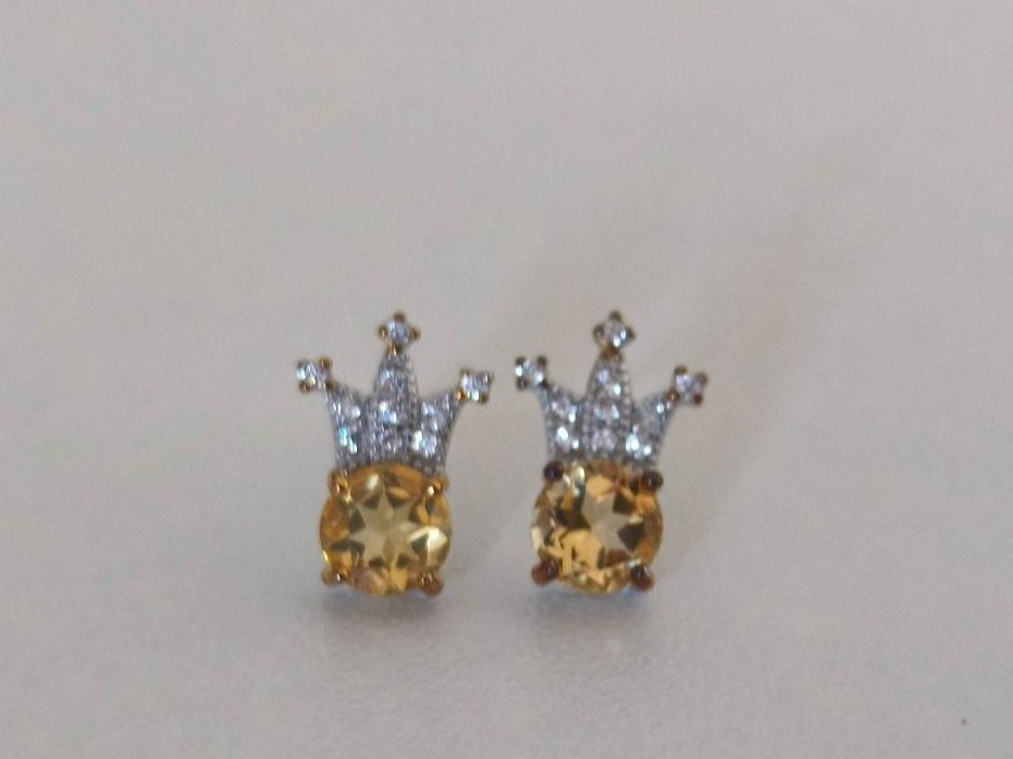 Boucles d'oreille: Ohrstecker Krone echte Citrin 925 Silber – Neuf (Voir description) à St. Gallen par GIULESGG 3