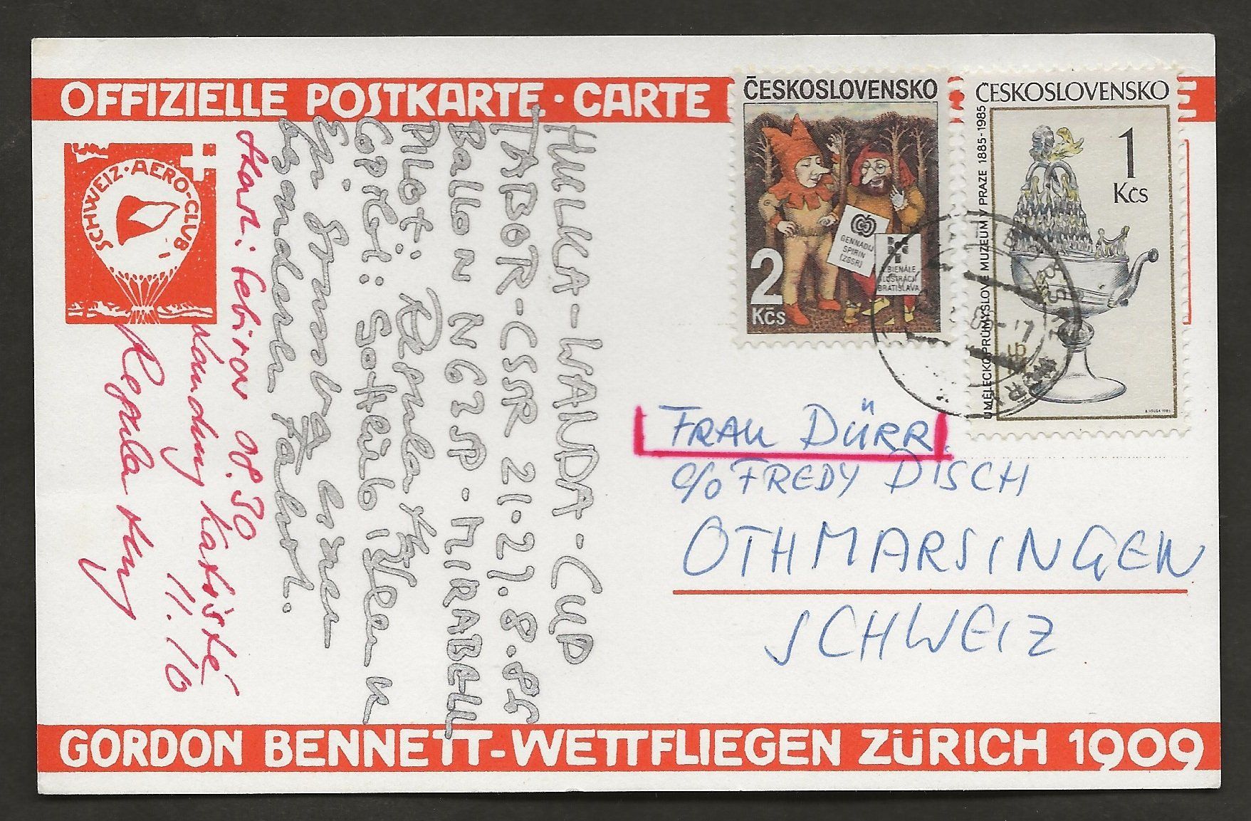 Tutti i francobolli: Ballon 1986 Tschechoslowakei Gordon Bennett – Usato da Au ZH venduto da xelagreb01