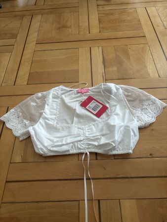 Dirndlbluse Gr. 38, weiss mit Spitze -Neu mit Etikett!