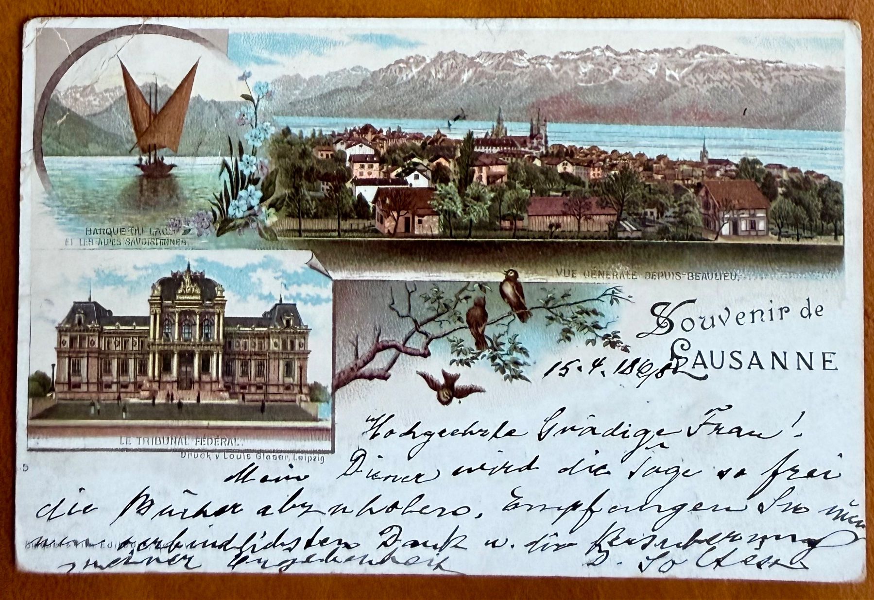 Cartoline postali: Lausanne - Litho 1898 – Usato da Lutry venduto da Ediego