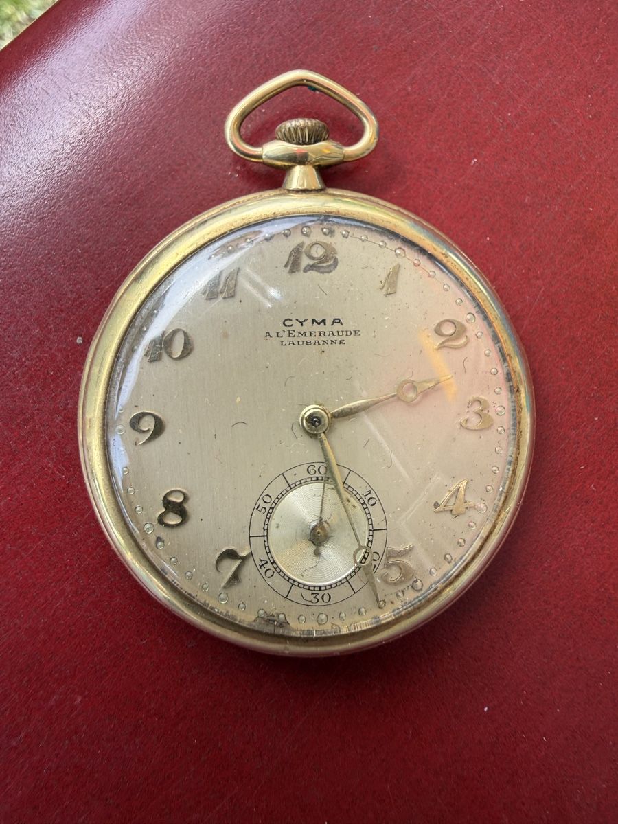 Cyma Orologi: Cyma. Taschenuhr ca 1920 – Usato da bern venduto da Seeburg 1