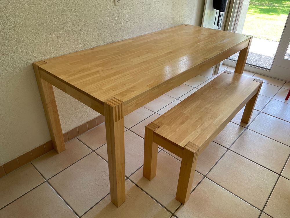 Esstisch schmal mit Bank, massiv Gummibaum 180x78 Kaufen auf Ricardo