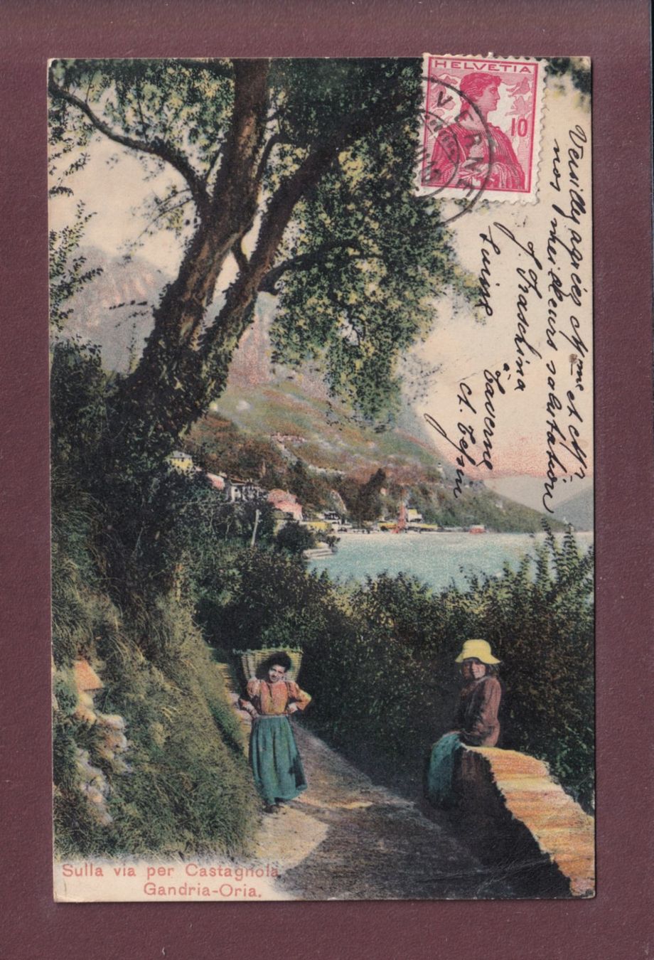 Ansichtskarten: Sulla via per CASTAGNOLA - 1910 – Gebraucht aus Pully von nicecards