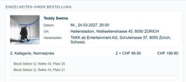 2 x Teddy Swims Karten 24.03.2027