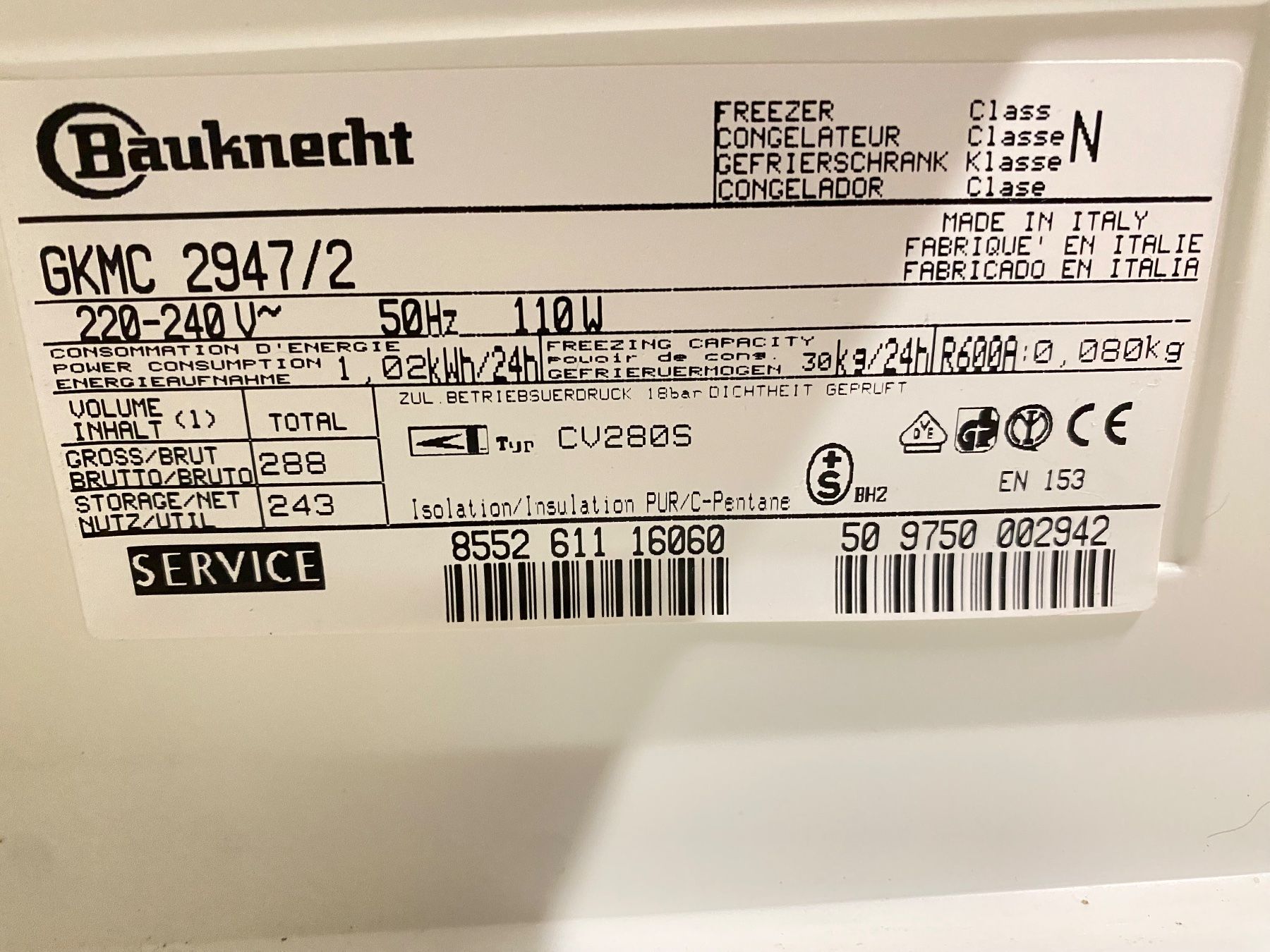 Congélateurs: Bauknecht Gefrierschrank mit 7 Schubladen, – D'occasion à Hünibach par Phoenix. 4