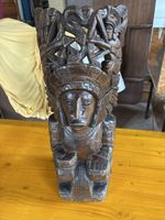 Statuette Maya authentique en bois, artisanat rare!