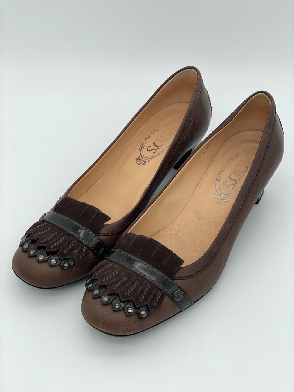 Tod'S Scarpe da donna: Tod's Fringed Studded Pump EU 38 Braun – Usato da Zürich venduto da shoe_shop 2