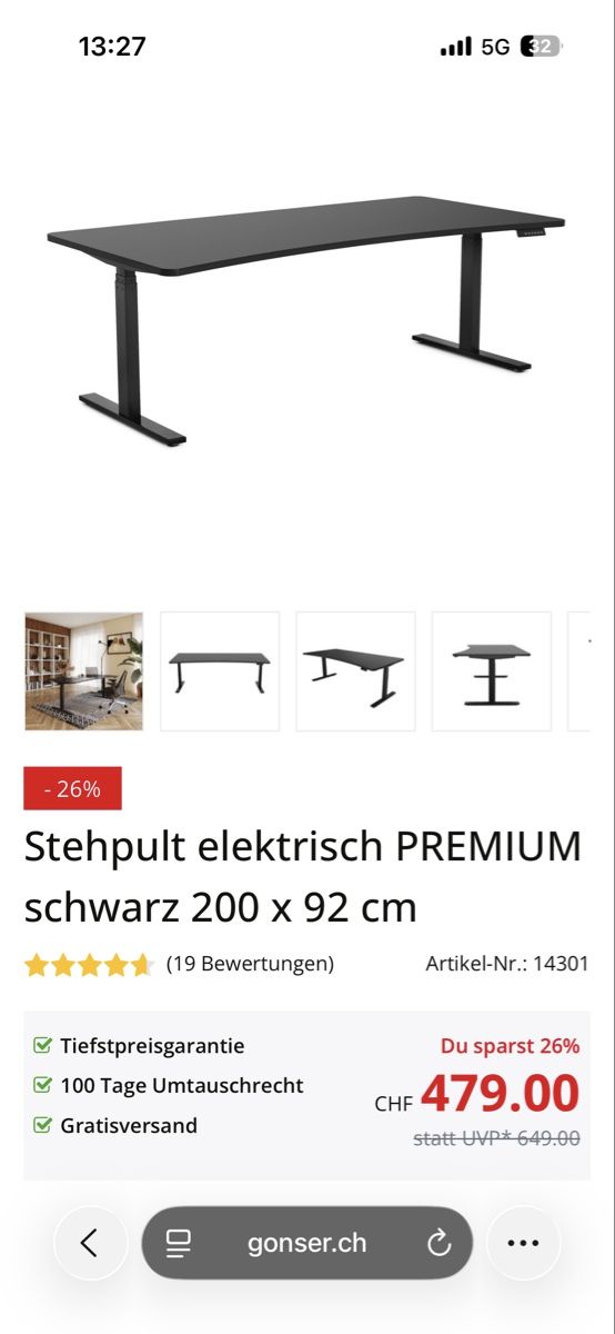 Gonser Scrivanie: Stehtisch 200cm – Usato da Regensdorf venduto da urDetox