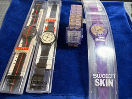 4 SWATCH UHREN Ungetragen, in Originalverpackung