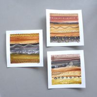 3 x Aquarell Original 3-er Serie Erde - à 15 x 15cm