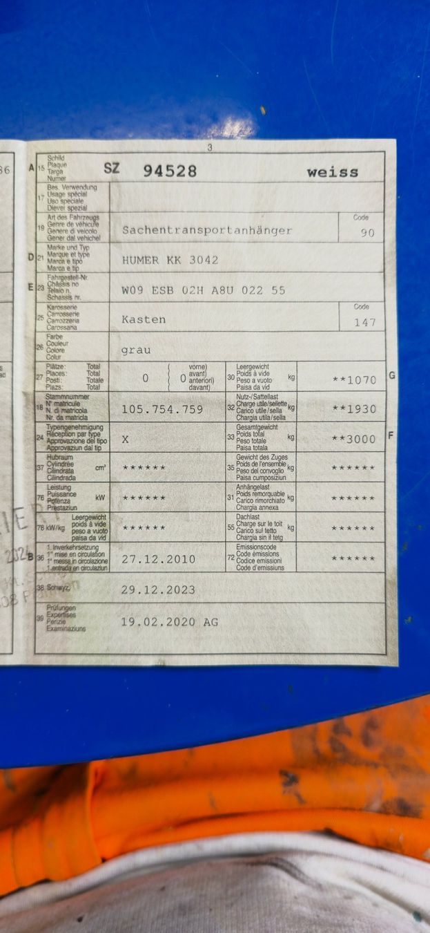 Anhänger: Humer KK 3042 Anhänger VHB – Gebraucht aus Schindellegi von Spinas02 7
